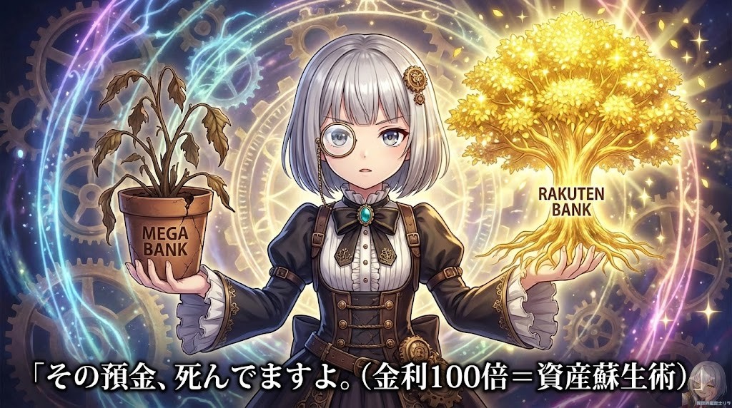 銀行にお金を預けて「増やす」時代です。金利100倍の「楽天銀行」を使わないのは思考停止ですよ？